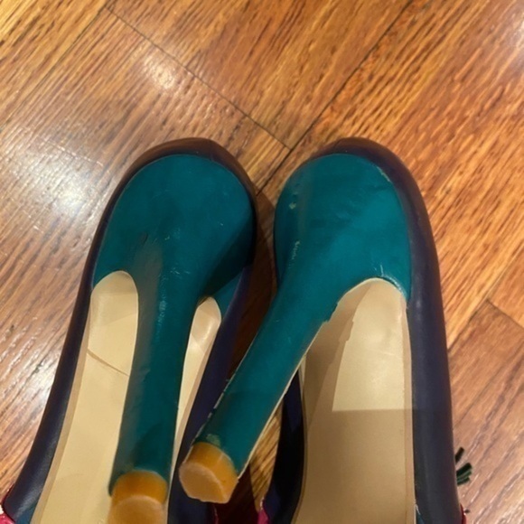 Lovely People Multicolor Heeled Pumps Platform Heels Pink Green Women Size 8 - Picture 8 of 12